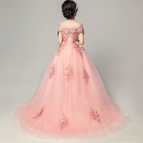 儿童晚礼服公主裙女童婚纱小花童拖尾钢琴演出服小主持人蓬蓬纱夏