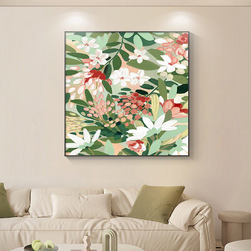 原木风客厅装饰画抽象艺术餐厅卧室挂画绿色清新饭厅肌理感墙壁画