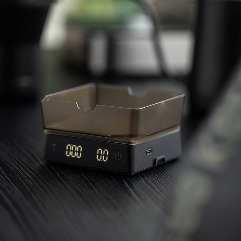 咖啡计时电子秤意式专用咖啡豆称重器高精度迷你便携咖啡称胡桃木