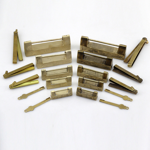 小铜锁中式仿古锁古代锁清代复古锁头中式纯铜横开挂锁老式插销锁