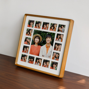 榫卯实木九宫格相框情侣婚纱定制高级感diy做相片打印洗照片摆台