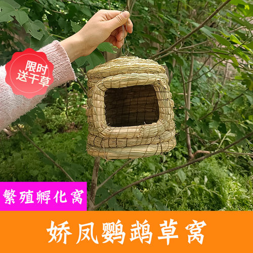 娇凤鹦鹉稻草窝繁殖孵化保暖城堡鸟窝鸟巢冬天保温悬挂式虎皮用具
