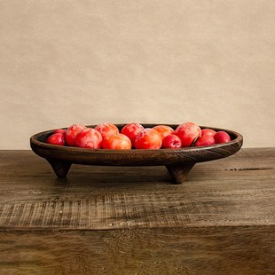 诧寂风实木水果盘佛手柑托盘家用复古做旧喝茶盘子干果零食收纳盘