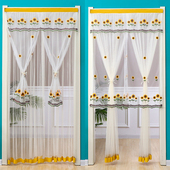 高档蕾丝双层2022新款 隔断防蚊虫飘纱帘 卧室长门帘家用免打孔四季