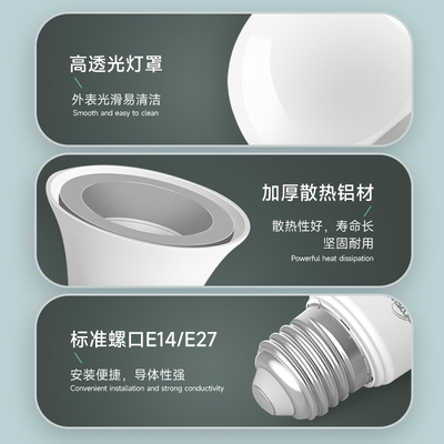 LED书桌餐厅高显色全光谱无频闪低蓝光3500K5500KE27螺口护眼灯泡