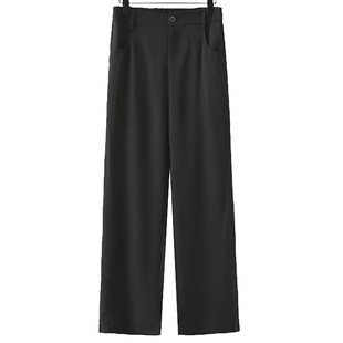 大码女裤胖妹妹垂感黑色直筒西裤2024新款高级感窄版阔腿裤200斤