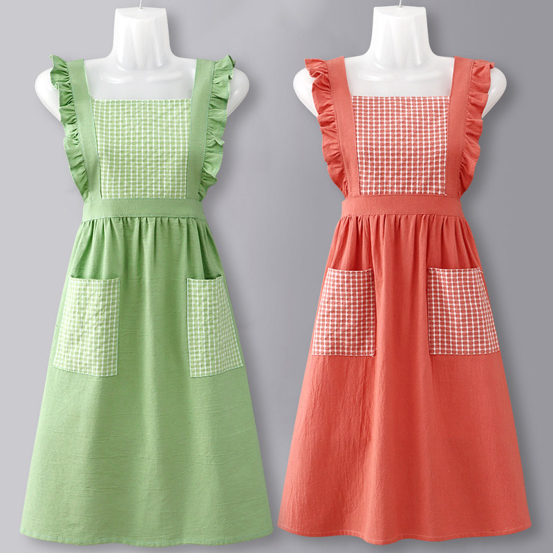 2023新款围裙纯棉夏季薄款透气厨房家用时尚网红商用美甲工作服女,家庭/个人清洁工具,围裙,淘宝优惠券,粉丝福利购,淘宝优惠卷