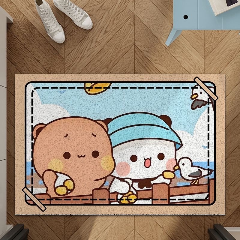 一二布布可爱卡通入户丝圈地垫可裁剪大门口防滑耐磨脚垫除尘地垫