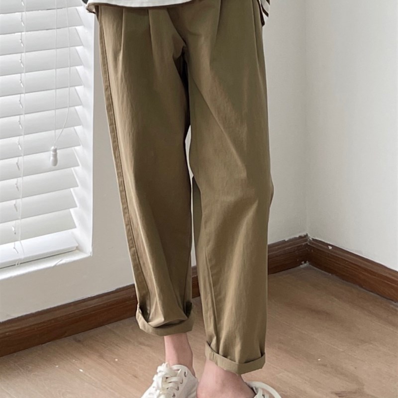 新款显瘦休闲裤子女夏大腿粗胯宽屁股大工装裤胖妹妹mm大码老爹裤
