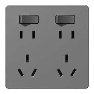 86型10孔插座带开关独立控制二开十孔面板10A两孔五孔三孔16A插座