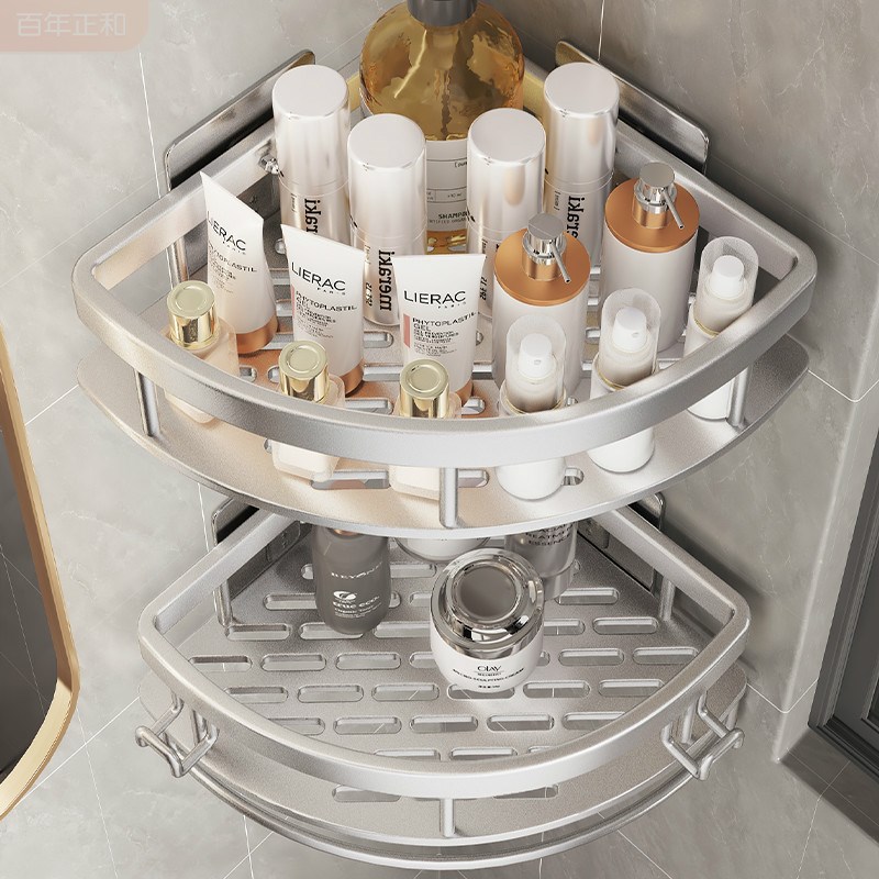 卫生间浴室三角置物架洗手间厕所架子免打孔壁挂式墙上洗澡收纳架