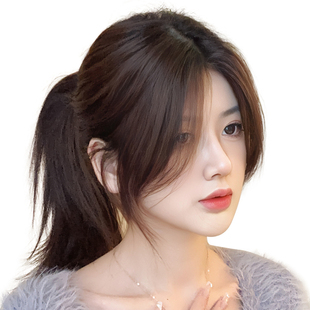 八字刘海假发女真发假刘海网红中分发夹头帘自然前额发际线假发片