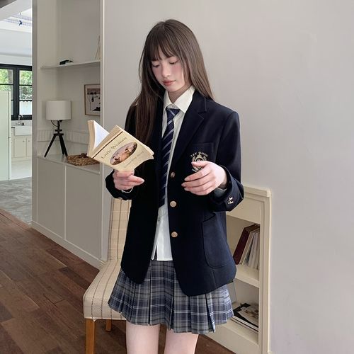 东京岁时记jk2024秋西服套装学院风外套女校供感制服格纹百褶短裙