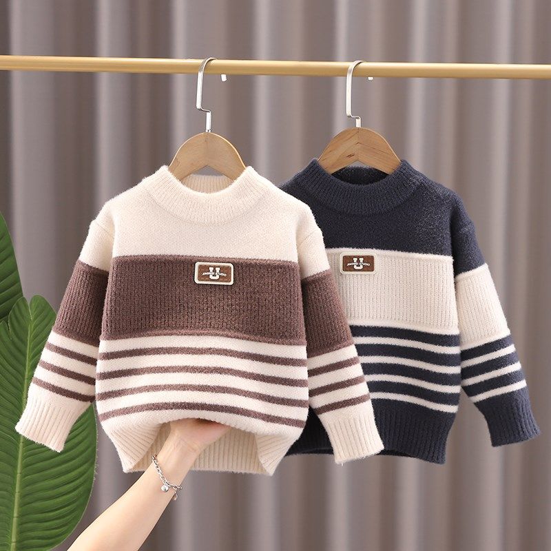 男宝毛衣秋冬加厚男童2024冬季新款韩国绒男孩针织毛衫撞色条纹,童装/婴儿装/亲子装,毛衣/针织衫,淘宝优惠券,粉丝福利购,淘宝优惠卷