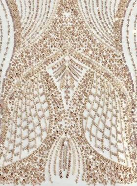 黑色高端珠管片绣布波BJL-HL90浪花边蕾纱丝网底DIY花赫本风婚演