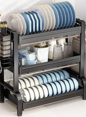 MLM纯不锈架钢厨碗碗柜沥水置架家用台面放碗碟物盘子筷勺房收纳