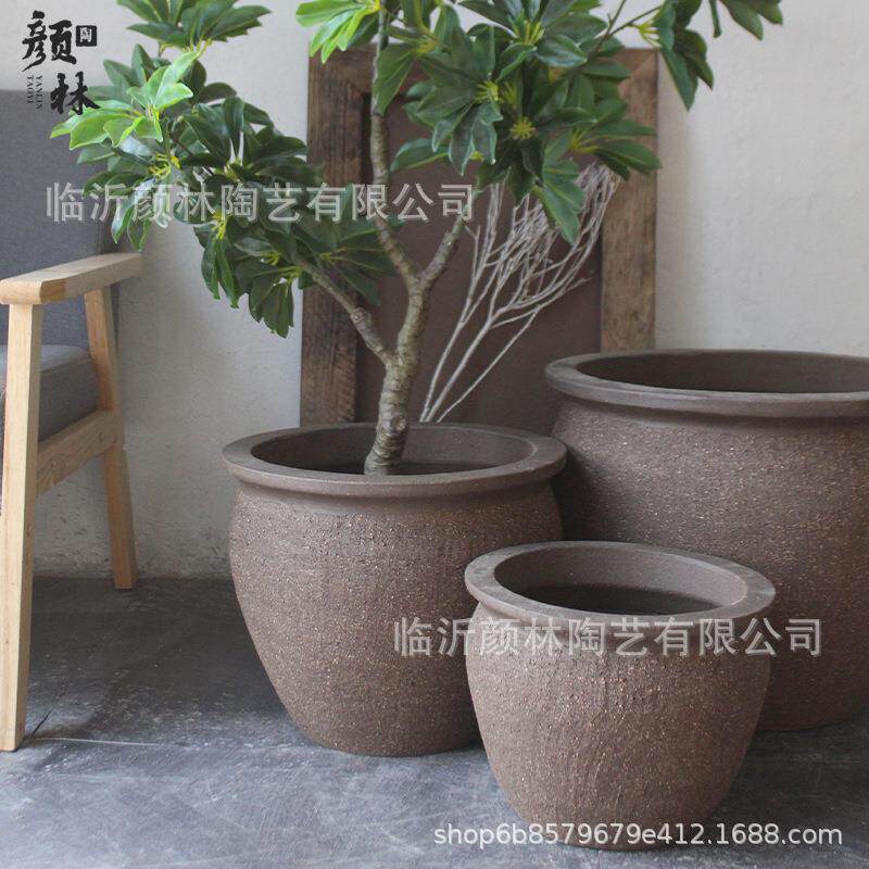 简陶约花盆粗砂盆现代简约厅大盆绿植客装饰盆景观紫OZT组合种花