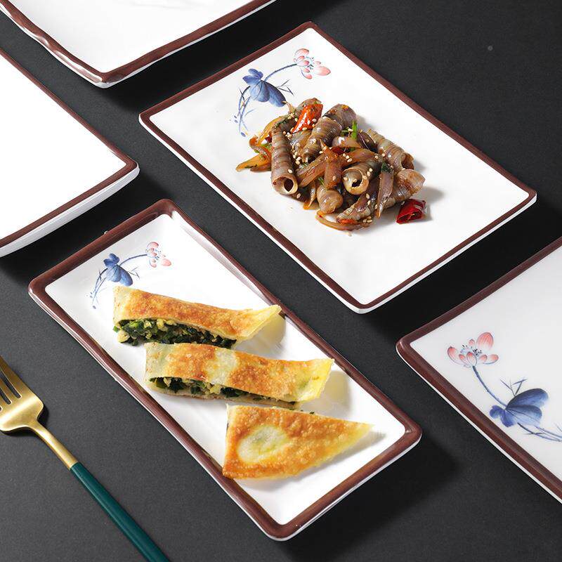 长方形盘锅子仿烧瓷塑盘寿司碟子火料CHL烤盘子凉菜盘