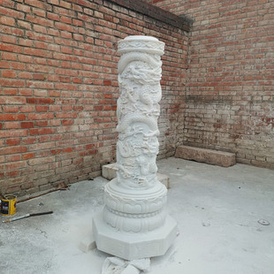 汉白玉石雕柱子大理石盘龙柱室内外龙浮雕摆件装饰石栏杆设计定做