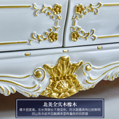 欧式 别墅客厅白色全实木电视机柜靠墙收纳柜矮柜 大理石电视柜美式