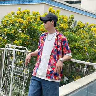 一家三口夏威夷度假薄款花衬衫套装2023新款休闲母子女亲子装洋气