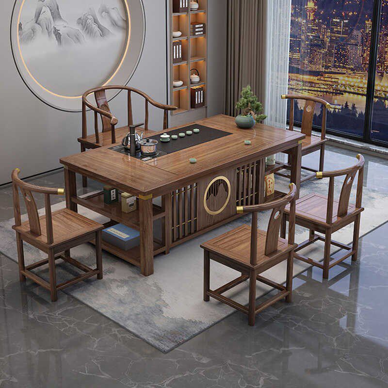 实木茶桌椅组合新中式办公室茶几家用烧水壶一体嵌入式阳台泡茶台