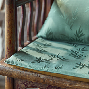 偏爱集新中式椅子垫凉感缎面色织椅垫抱枕组合套装实木椅腰枕靠垫