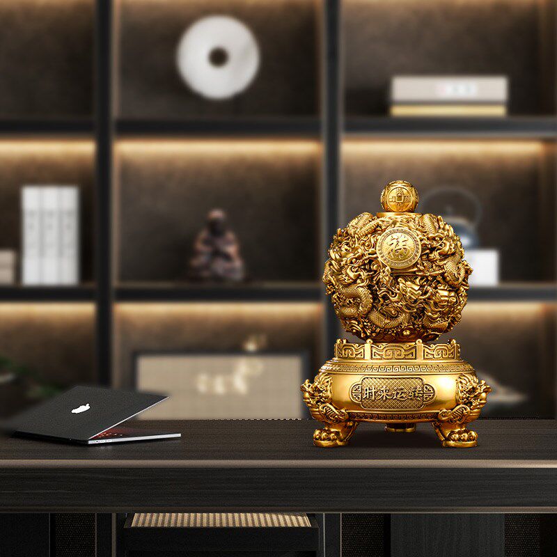 九转乾坤鼎摆件中式招财老板办公室客厅装饰品公司店铺开业礼物
