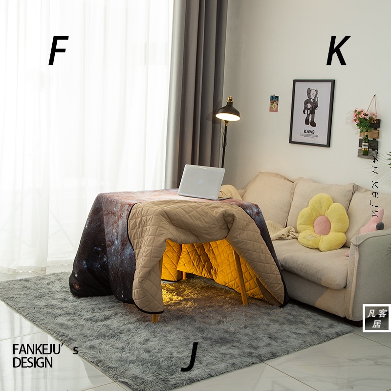 星空加厚电炉罩烤火桌布罩套家用正方形桌子取暖炉罩电暖炉桌罩子