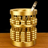 纯黄铜算盘铜笔筒家用室内文房四宝办公用品创意笔筒摆件桌面饰品