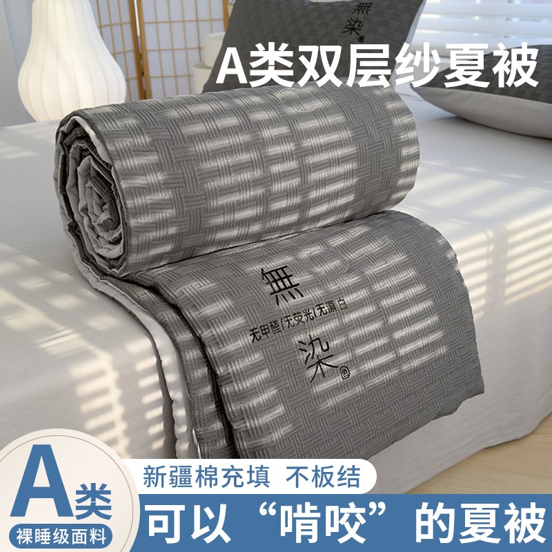 双层纱夏凉被薄款棉花被大豆被子被芯可机洗夏季空调被夏被四件套