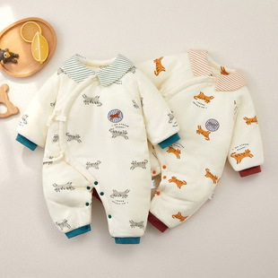 新生婴儿儿衣服冬天男宝宝月子52码秋冬夹棉加厚连体衣冬季外穿59
