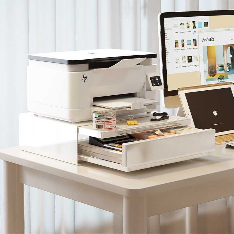 办公室打印机置物架工位桌面多层抽屉文具文件收纳柜复印机增高架