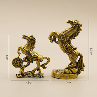 纯黄铜招财进宝马桌面摆件实心铜马生肖马铜制饰品财源广进工艺品