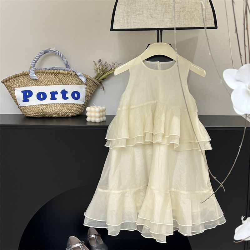 童装女童连衣裙2024夏装新款儿童裙子法式气质无袖女孩洋气背心裙