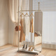 室内挂衣架落地家用奶油风卧室可旋转移动衣帽架带镜子衣服置物架