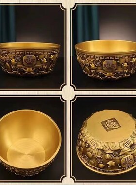 纯铜聚宝盆招财摆件沈万三黄铜盆铜缸玄关客厅办公室店铺开业送礼