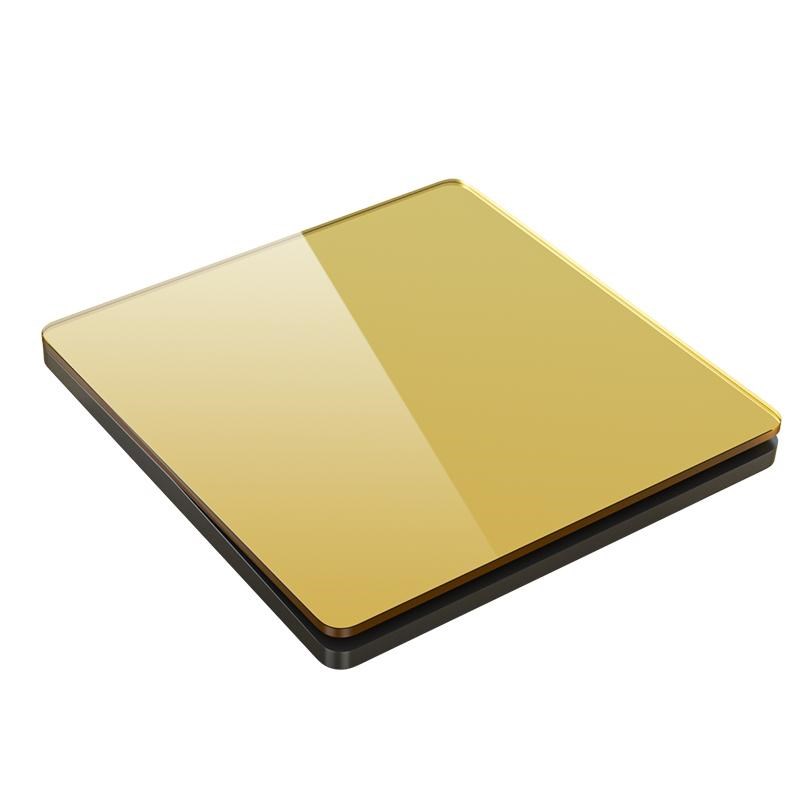 国际电工金色一开双控双开单开双联墙壁家用电灯开关暗装插座面板