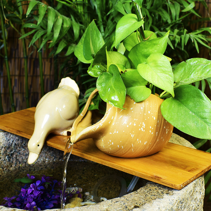 古法养鱼缸陶罐复古流水循环装饰摆饰水培绿植沼泽过滤缺口倒花瓶,家居饰品,流水摆件,淘宝优惠券,粉丝福利购,淘宝优惠卷