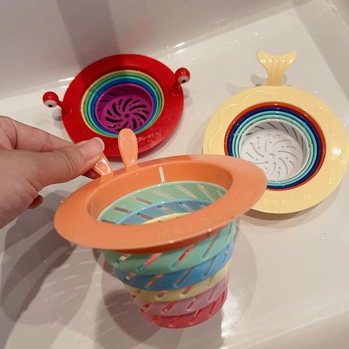 可爱彩虹可折叠小怪兽水槽过滤网厨房沥水下水道防堵残渣过滤器