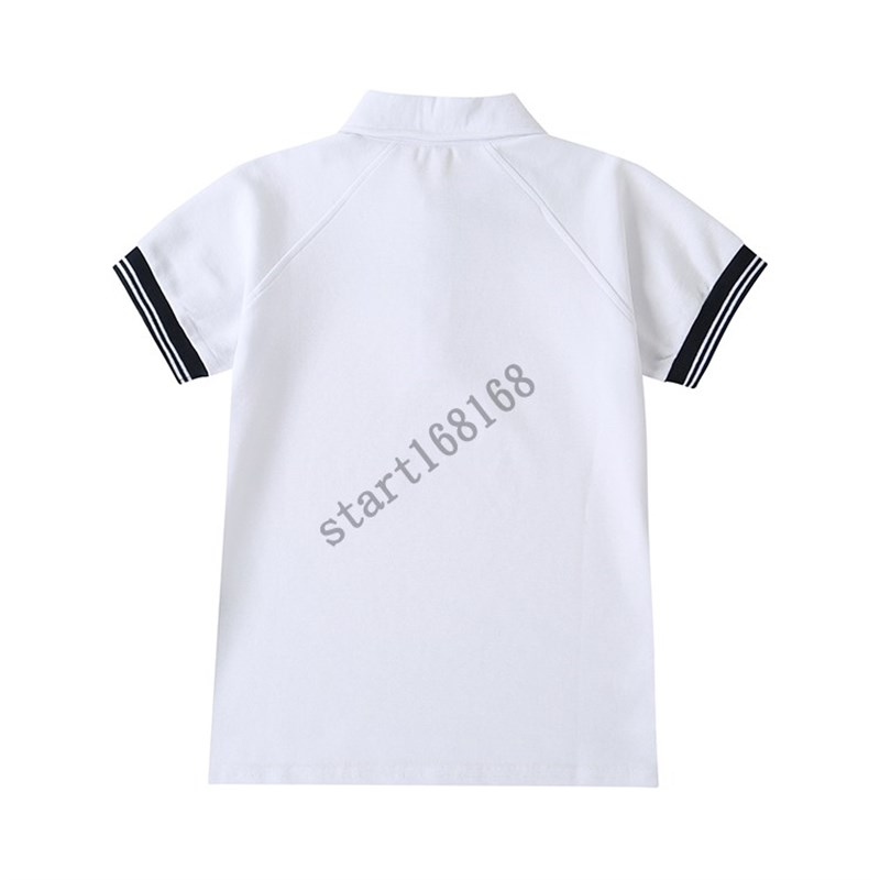 中小学生学院英伦风夏季短袖T恤校服 枣藏青白色插肩袖Polo衫上衣