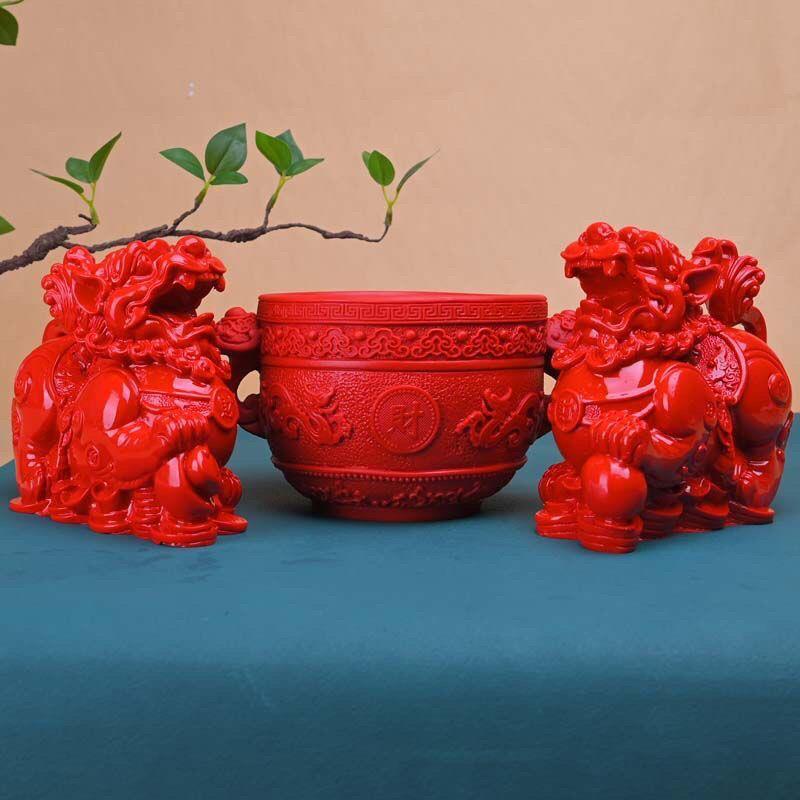 大号红砂貔貅朱砂聚财聚龙聚宝盆工艺品摆件紫金开业家居招财