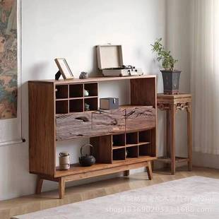 新款玄关老榆木斗柜抽屉式多层靠墙收纳柜实木多宝阁博古架餐边柜