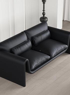 沙发简极小皮户型客厅简易双人轻奢网红三人单人黑色艺意GON式简