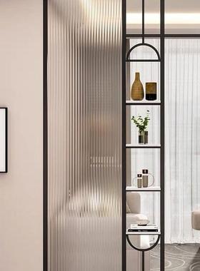 洗现代简约卫生间玻璃半墙小屏轻奢手台隔断TIL客厅艺玄关铁风柜