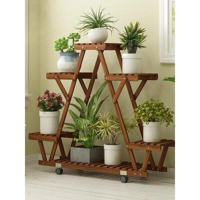 花架置物架家用木质花层SIT架子多室花盆台架内客厅实木阳花架工