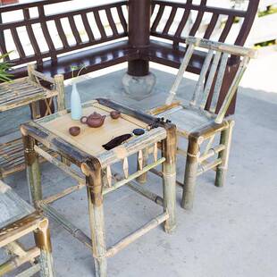 竹椅子靠背椅老式手工家用YPY藤椅桌老人休儿童人闲户外餐单椅竹