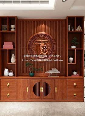 门关新中式屏隔断玄柜实木风家用酒柜入户进门餐RLH厅办公室厅遮