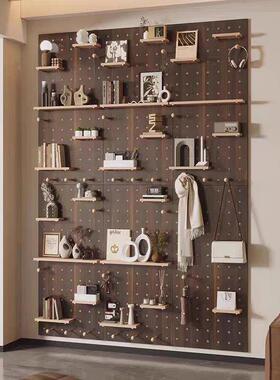 玄洞洞板置物架实木中古风挂板入户门EPB口造形墙挂墙关板配隔件