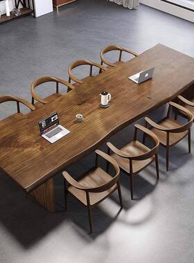 办公室会议桌长桌简约现长条谈实木大桌子简易职员洽桌板EQP椅组